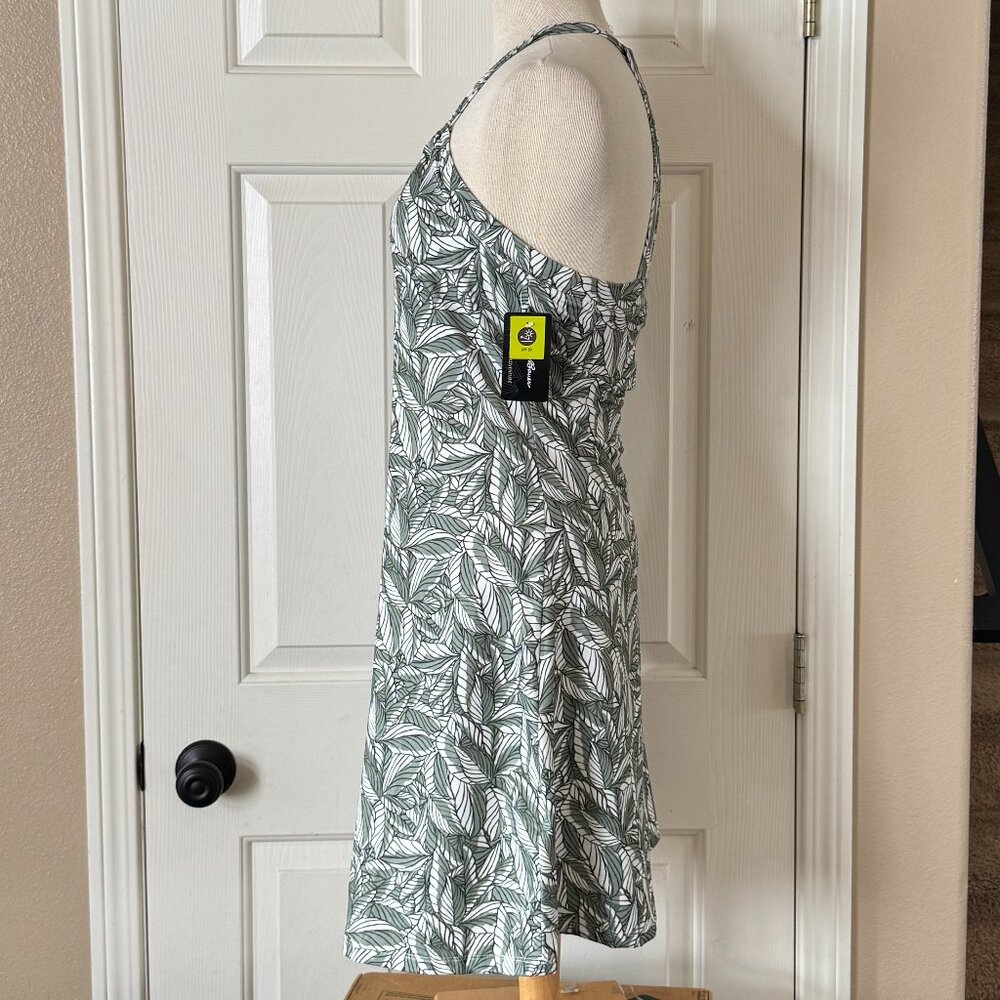 Eddie Bauer Harmony Sleeveless UPF 50 Stretch Dress Dusty Olive Simple Palms NWT - Picture 2 of 5